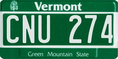 VT license plate CNU274