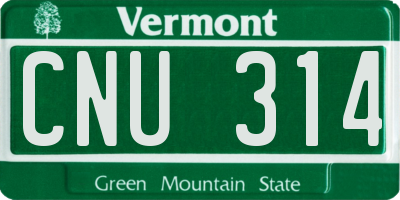 VT license plate CNU314