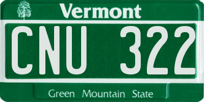 VT license plate CNU322