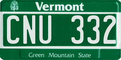 VT license plate CNU332