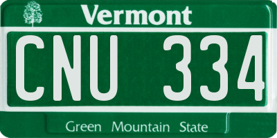 VT license plate CNU334