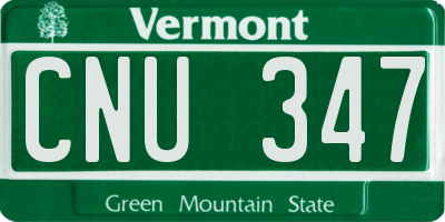 VT license plate CNU347
