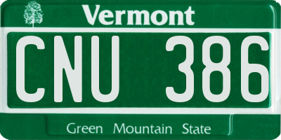 VT license plate CNU386