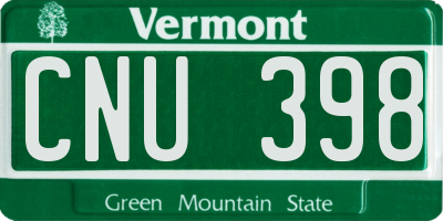 VT license plate CNU398