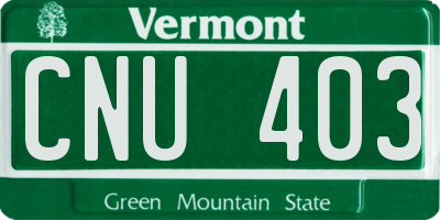 VT license plate CNU403