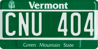 VT license plate CNU404