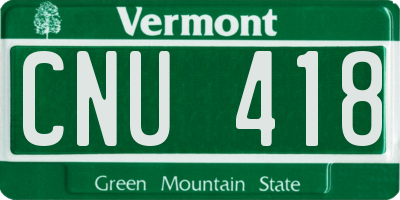 VT license plate CNU418