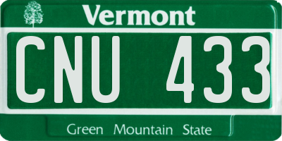 VT license plate CNU433
