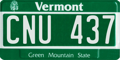 VT license plate CNU437