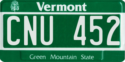 VT license plate CNU452