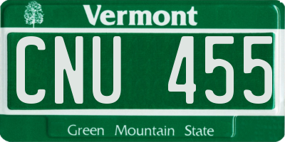 VT license plate CNU455