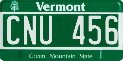 VT license plate CNU456