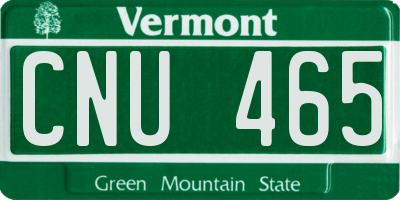 VT license plate CNU465