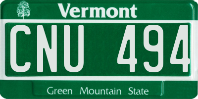 VT license plate CNU494