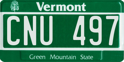 VT license plate CNU497
