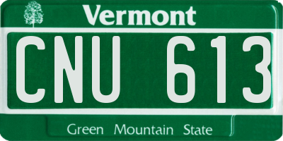 VT license plate CNU613