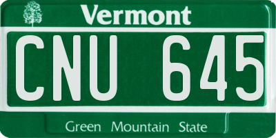 VT license plate CNU645