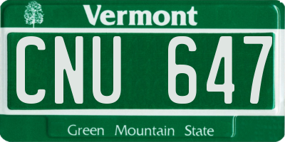 VT license plate CNU647