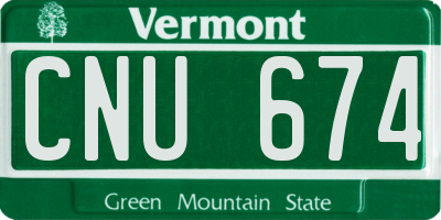 VT license plate CNU674