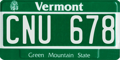 VT license plate CNU678