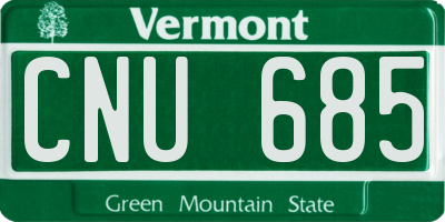 VT license plate CNU685