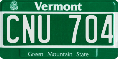 VT license plate CNU704