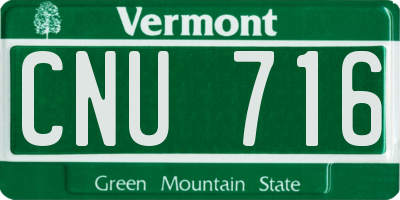 VT license plate CNU716