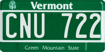 VT license plate CNU722