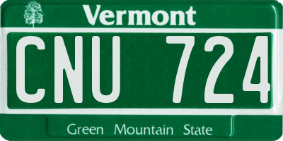VT license plate CNU724