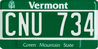 VT license plate CNU734