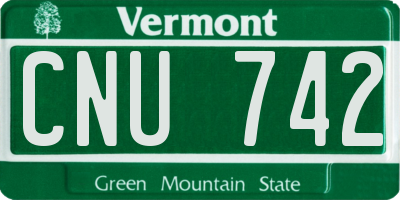 VT license plate CNU742