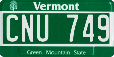 VT license plate CNU749