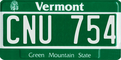 VT license plate CNU754