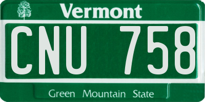 VT license plate CNU758