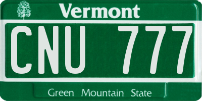 VT license plate CNU777