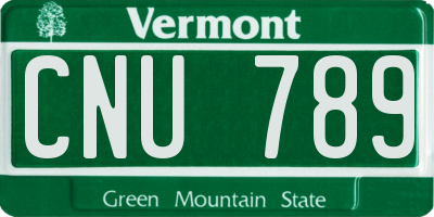 VT license plate CNU789