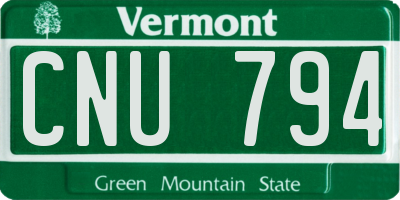 VT license plate CNU794
