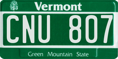 VT license plate CNU807