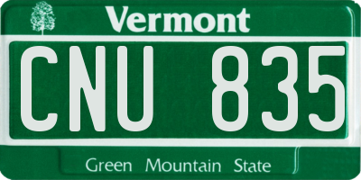 VT license plate CNU835