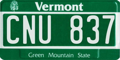 VT license plate CNU837