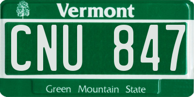 VT license plate CNU847