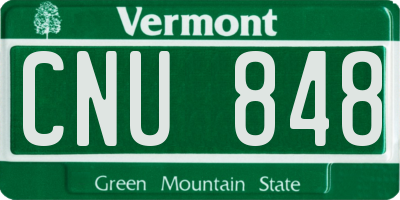 VT license plate CNU848