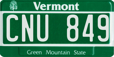 VT license plate CNU849