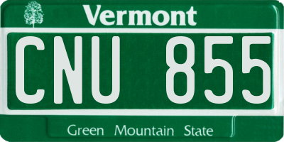 VT license plate CNU855