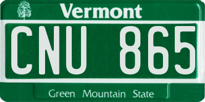 VT license plate CNU865