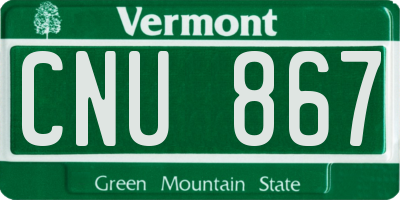 VT license plate CNU867