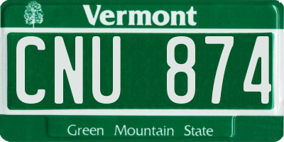 VT license plate CNU874