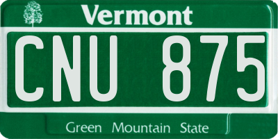 VT license plate CNU875