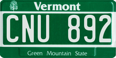 VT license plate CNU892