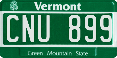 VT license plate CNU899